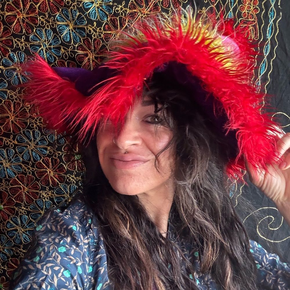 Vibrant Funky Red/Purple/Yellow Vintage Hat